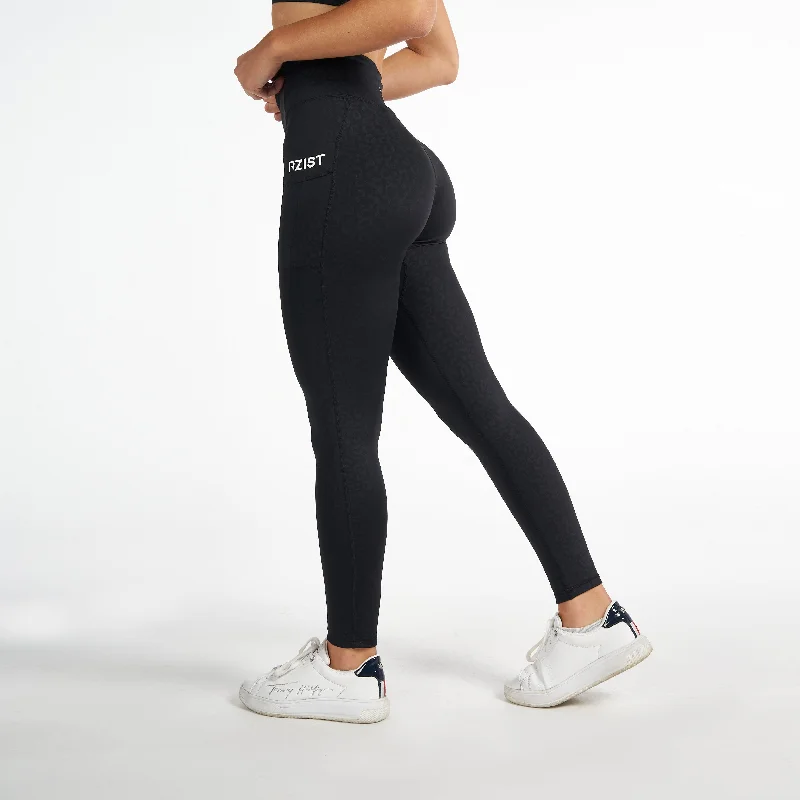 Leggings - Jet Black Cozy Sweat-Wicking Leggings