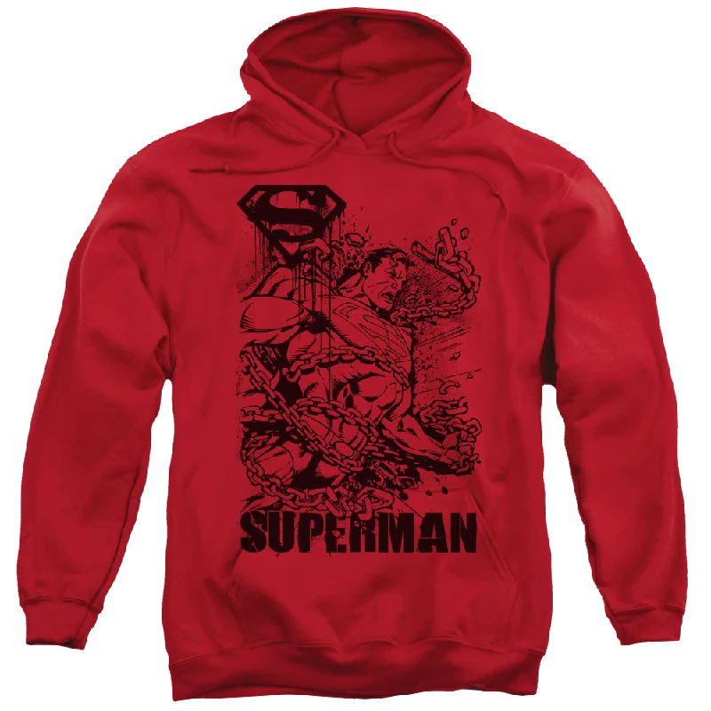 Superman Breaking Chains - Pullover Hoodie Fitted Ribbed Sweater