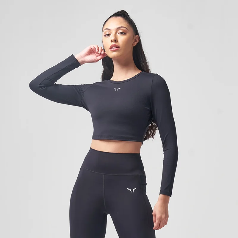 Essential Full Sleeves Crop Top AW22 - Black Machine Wash Dry Clean Hand Wash