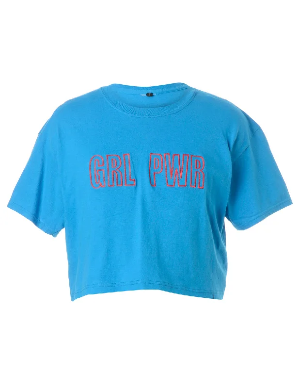 Label GRL PWR Crop Top Asymmetrical Pockets Print