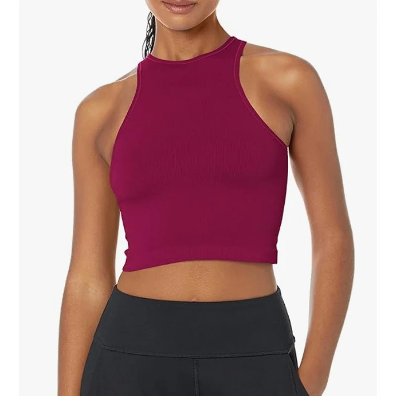 CALVIN KLEIN PERFORMANCE Women's Rib Crop Top Large Chianti Red Sleeveless NWT Fashionable Trendy Casual