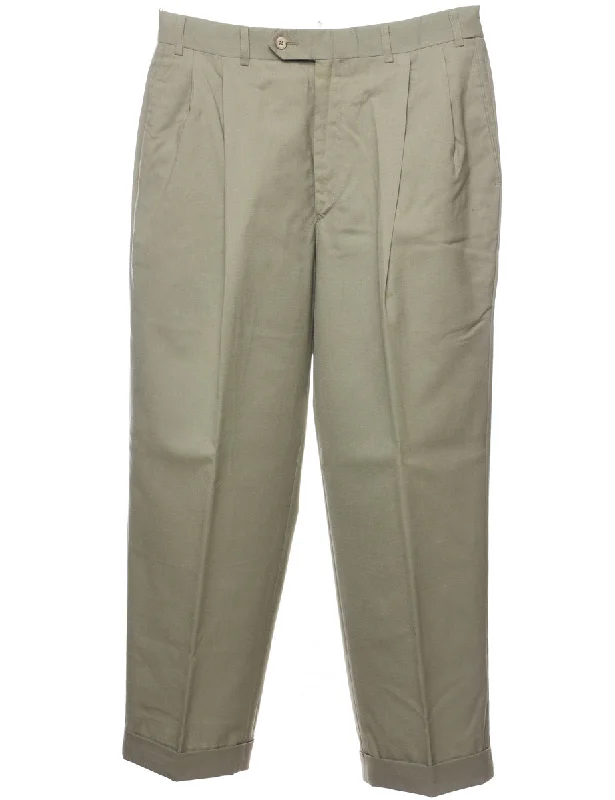 Classic Light Green Tapered Trousers - W33 L28 Trousers Mesh Breathable
