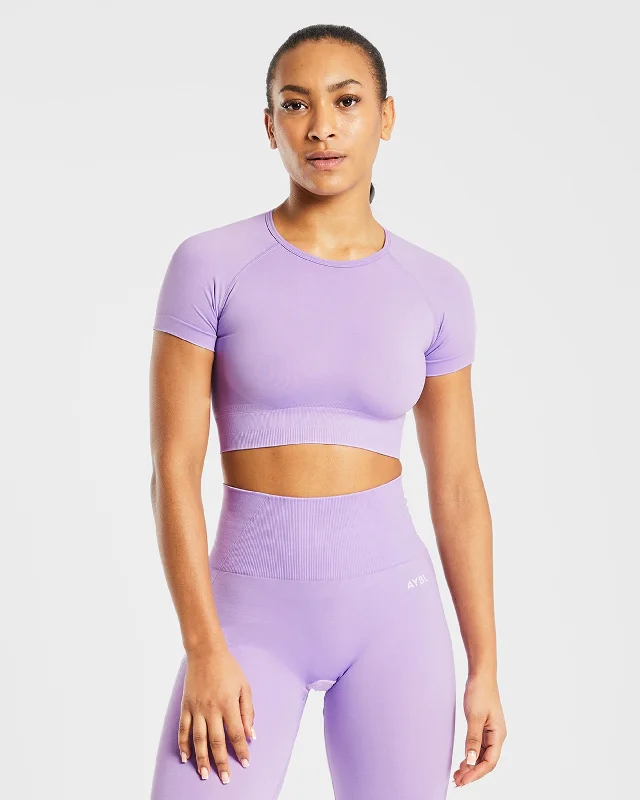 Empower Seamless Crop Top - Purple Anti-Shrink Durable Soft