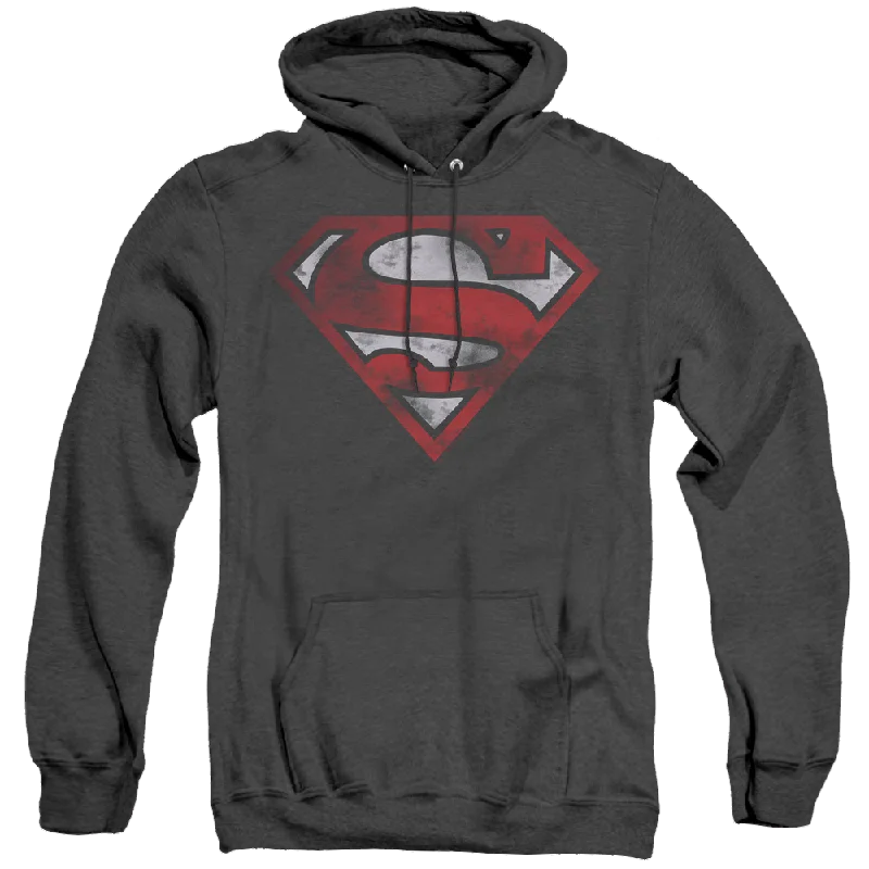 Superman War Torn Shield - Heather Pullover Hoodie Halter Neck Top
