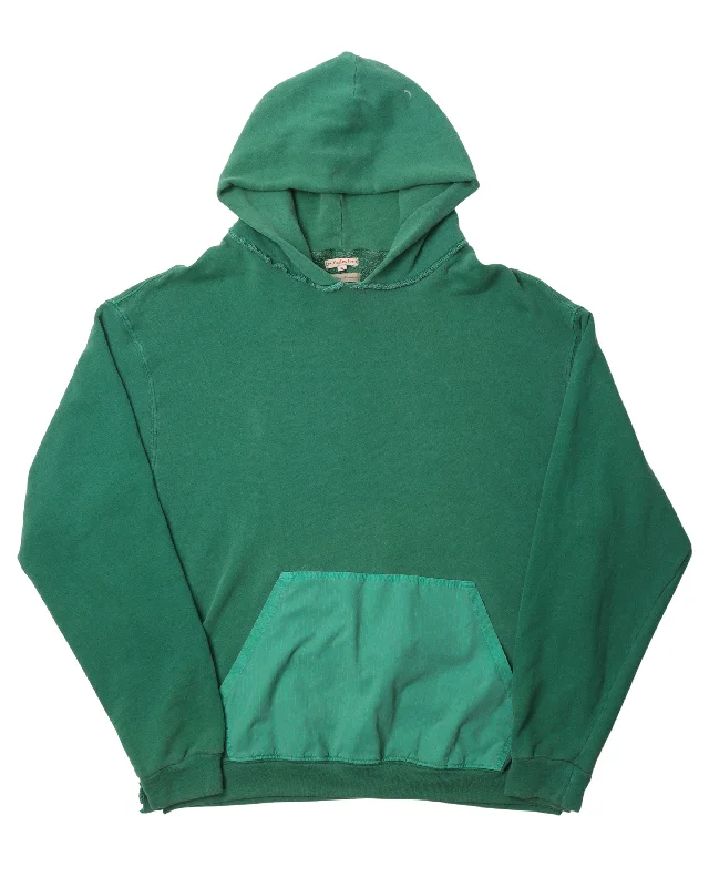 Green Hoodie Hoodie with Hem Contrast Bold Stylish