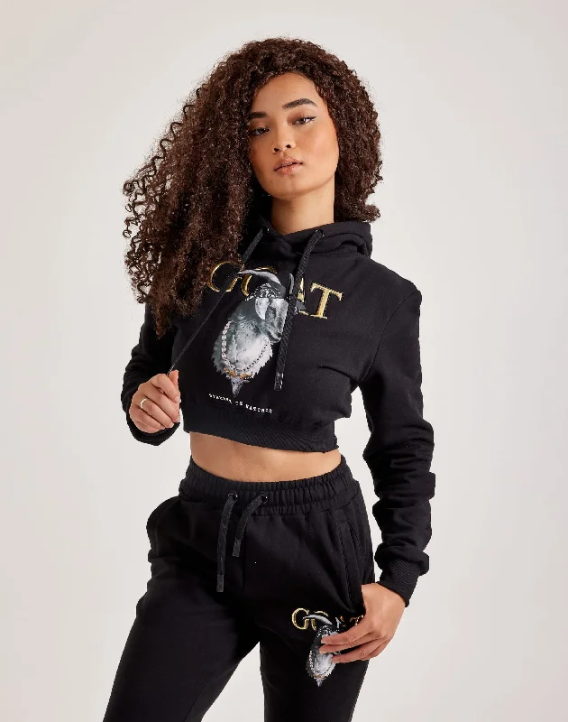 Streetz Iz Watchin Goat Cropped Pullover Hoodie Hoodie with Set-In Sleeves Structured Classic