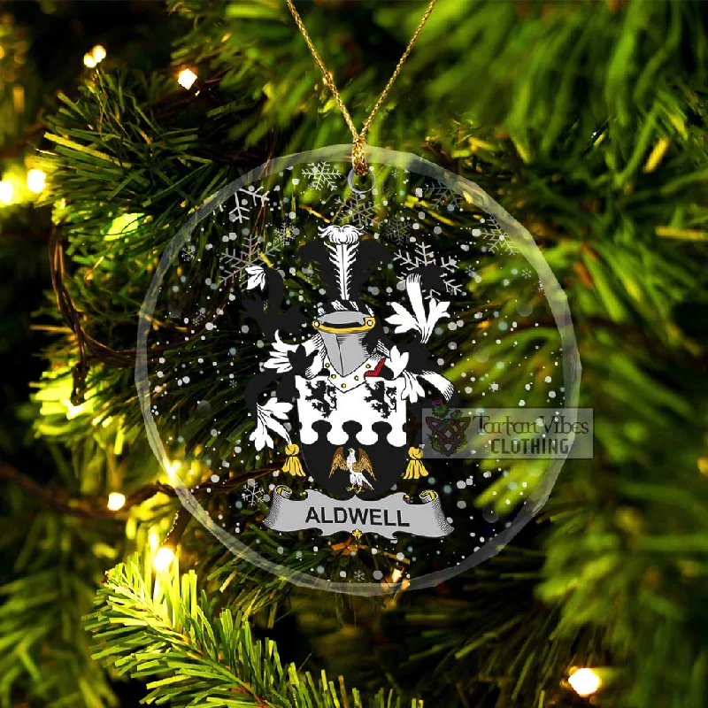 Aldwell Irish Clan Christmas Glass Ornament with Coat of Arms Satin Silk Chiffon