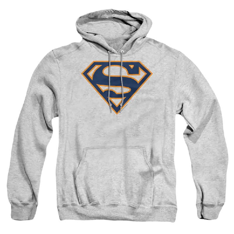 Superman Navy & Orange Shield - Pullover Hoodie Puff Sleeve Stylish