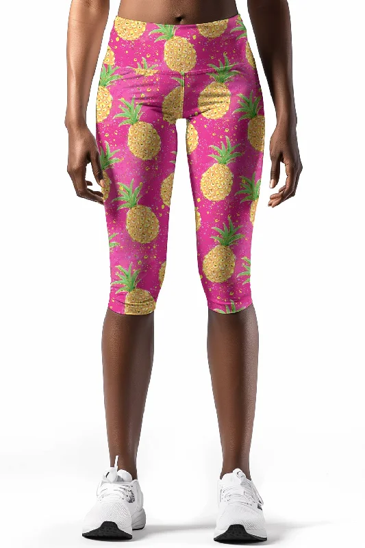 Piña Colada Ellie Pink Performance Yoga Capri Leggings - Women Cozy Yoga Compression Leggings Piña Colada Ellie Pink Performance Yoga Capri Leggings - Women Cozy Yoga Compression Leggings