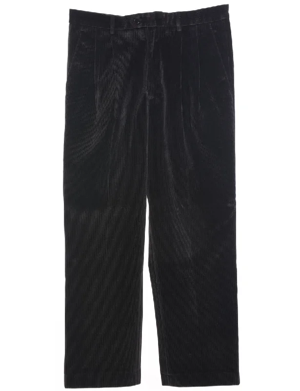 Corduroy Striped Pattern Trousers - W34 L28 Trousers Culottes Wide Leg