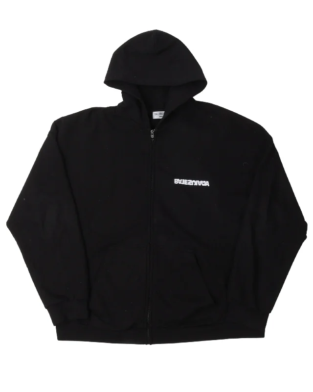 Logo Zip Up Hoodie Hoodie with Hem Drawcord Adjustable Customizable
