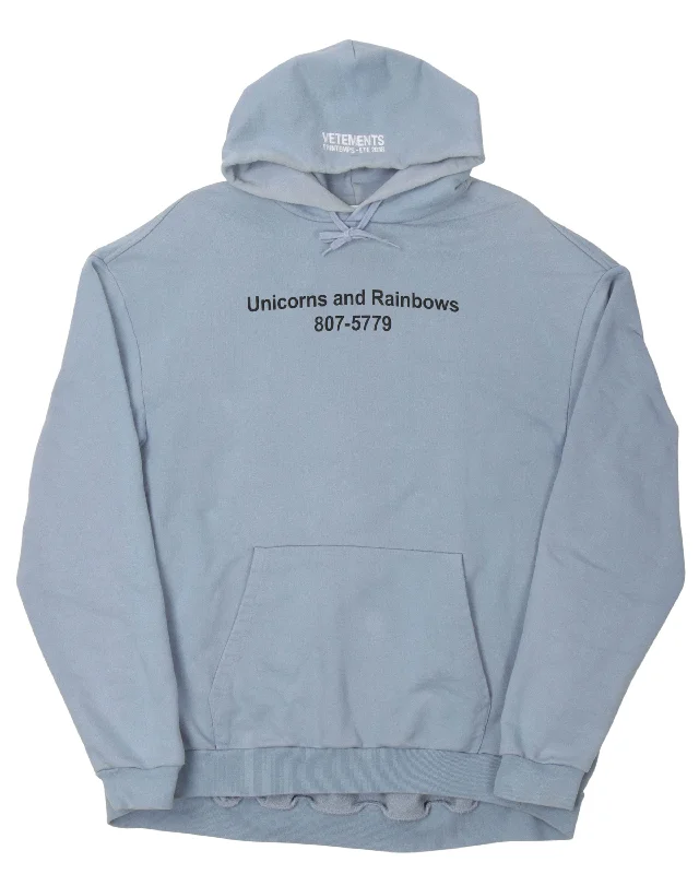 SS18 "Unicorns and Rainbows" Oversized Hoodie Hoodie with Batwing Sleeves Loose Dramatic