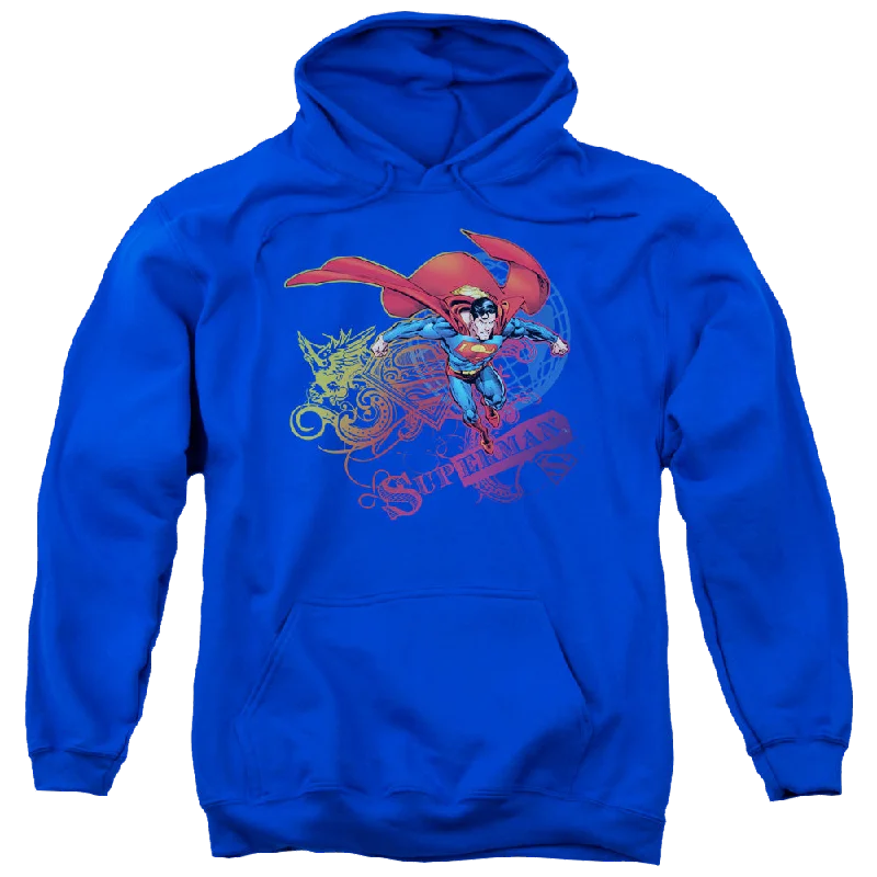 Superman Cool Word Supes - Pullover Hoodie Polo Neck Sweater