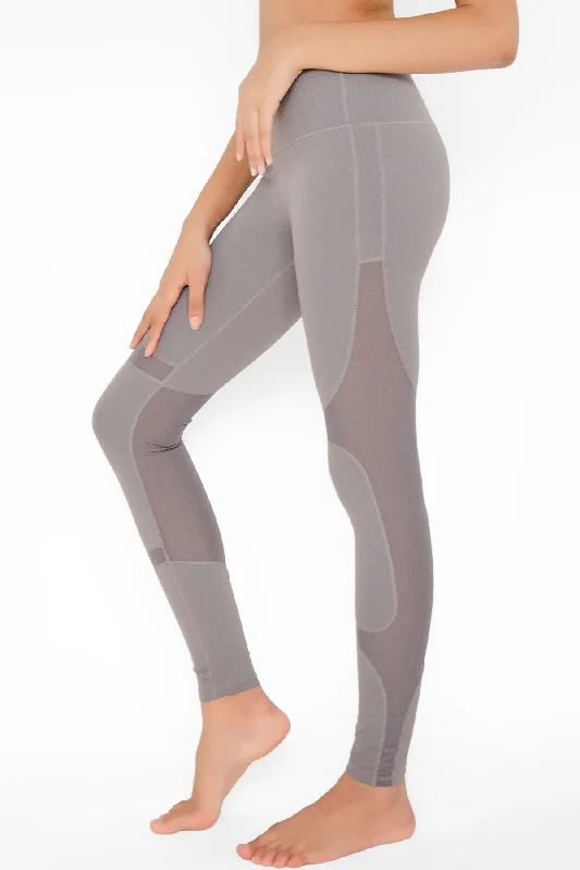 Silver Grey Cassi Mesh Panels Workout Leggings Yoga Pants - Women Comfortable Zip-Up Leggings Silver Grey Cassi Mesh Panels Workout Leggings Yoga Pants - Women Comfortable Zip-Up Leggings