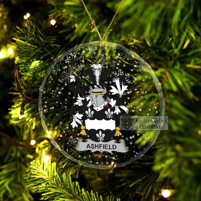 Ashfield Irish Clan Christmas Glass Ornament with Coat of Arms Print Jacquard Embroidered Ashfield Irish Clan Christmas Glass Ornament with Coat of Arms Print Jacquard Embroidered