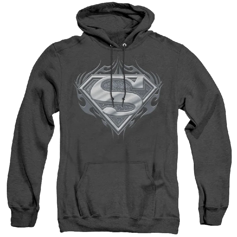 Superman Biker Metal - Heather Pullover Hoodie Textured Knit Design