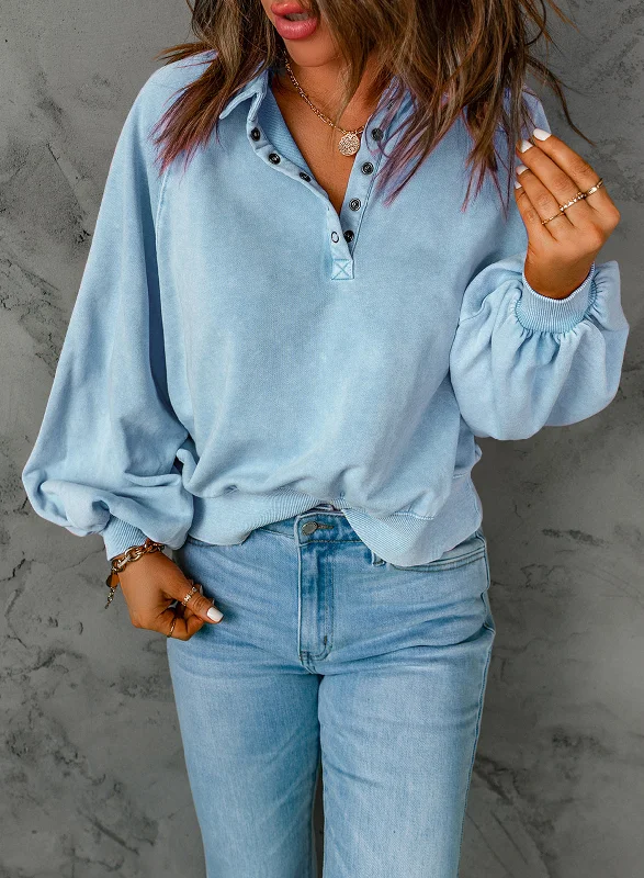 Long Sleeve V-Neck Pullover Sweatshirt Spaghetti Sleeve Top