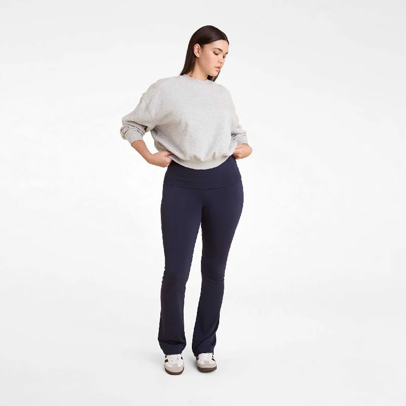 SwiftStretch Fold Over Legging | Navy Comfortable Bootcut Workout Leggings