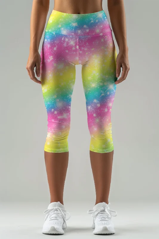 Bright Story Ellie Colorful Shimmer Print Yoga Capri Leggings - Women Fashionable Quick-Dry Yoga Pants Bright Story Ellie Colorful Shimmer Print Yoga Capri Leggings - Women Fashionable Quick-Dry Yoga Pants
