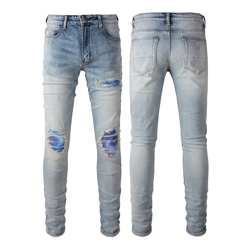 Slim Elastic Hole Skinny Pencil Trousers Trousers cozy soft