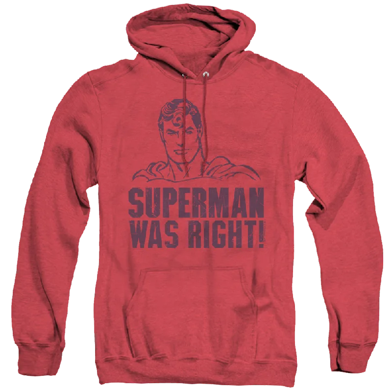 Superman Was Right - Heather Pullover Hoodie Short Puff Sleeve