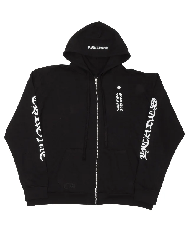 Horseshoe Logo Zip Up Hoodie Hoodie with Hem Lace Feminine Delicate