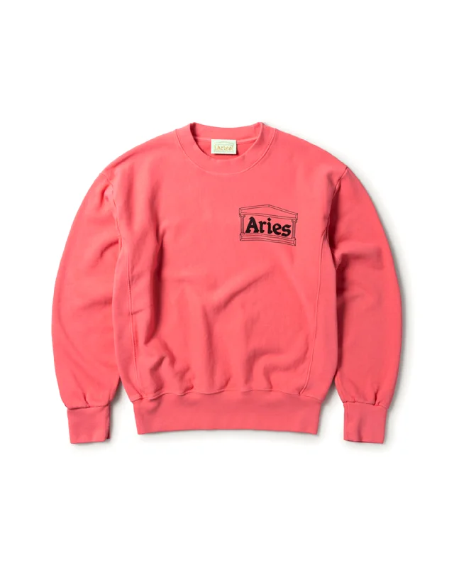 Premium Temple Sweatshirt - Pink Hoodie with Raw Hem Edgy Unfinished