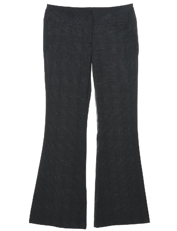 Checked  Grey Trousers - W32 L33 Trousers Floral Bohemian