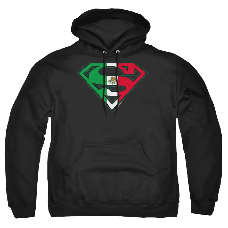 Superman Mexican Flag Shield - Pullover Hoodie Plunging Neck Pullover