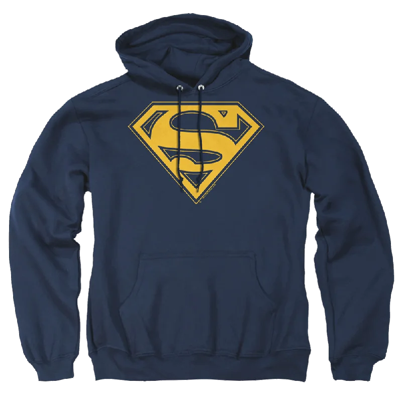 Superman Maize & Blue Shield - Pullover Hoodie Notched Neck Pullover