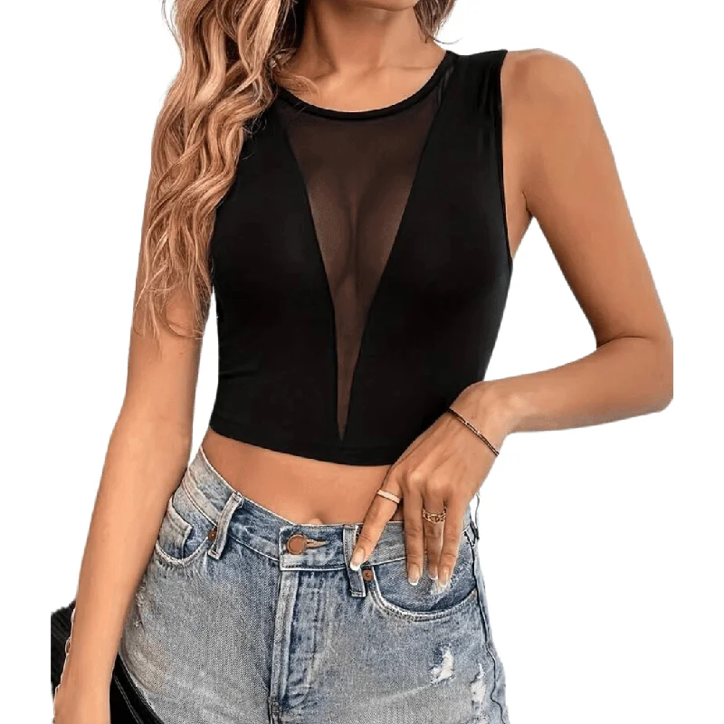 Crop Top mit V- Ausschnitt Front Pockets Side Pockets Patch Pockets
