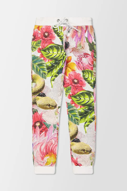 Philipp Plein White Flowers Jogging Trousers Cropped Trousers Casual Linen