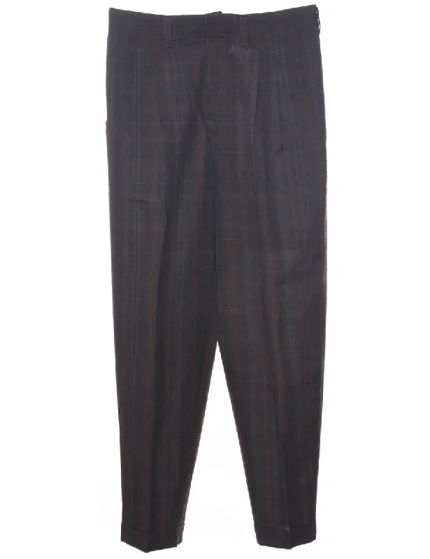 Checked Pattern Trousers - W31 L28 Trousers Handmade Artisanal