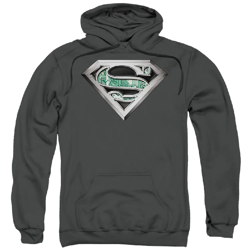 Superman Circuitry Logo - Pullover Hoodie Turtleneck Warm Pullover