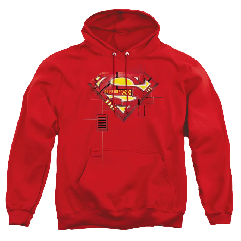 Superman Super Mech Shield - Pullover Hoodie Crew Neck Wool