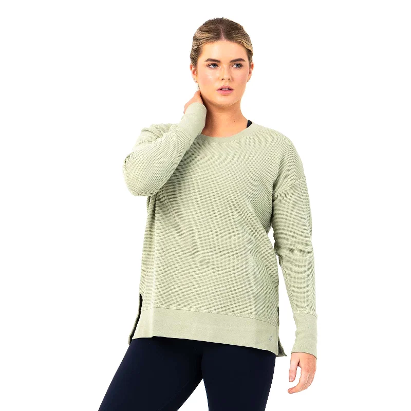 Bodylogic Wave Waffle Sweatshirt Hoodie with Distressed Vintage Worn