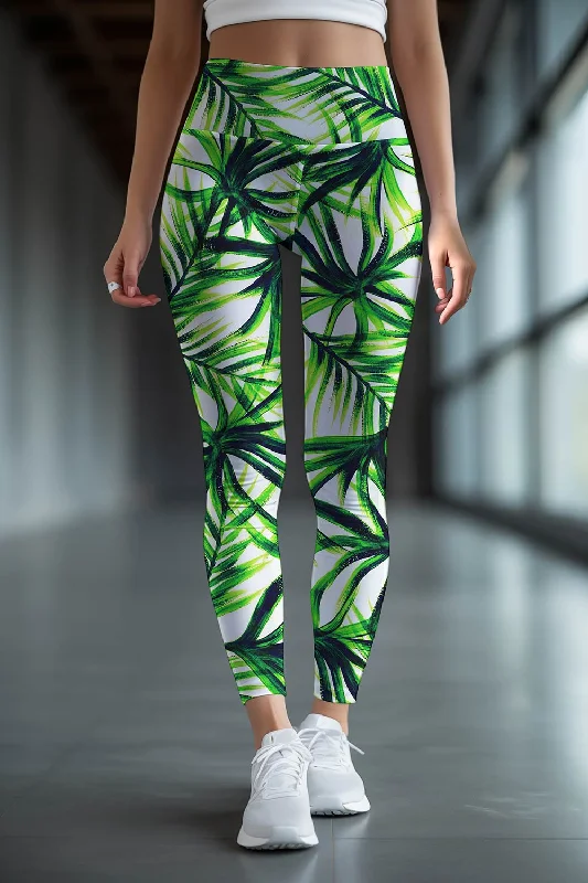 Island Life Lucy Floral Print Performance Leggings - Women Trendy Tie-Dye Leggings