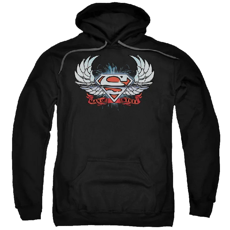 Superman Chrome Wings Shield - Pullover Hoodie Zipper Front Cardigan