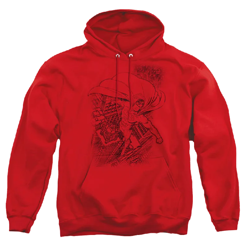 Superman In The City - Pullover Hoodie Bateau Neck Pullover