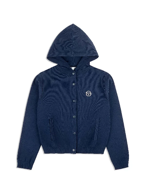 Rosolina Hoodie- Maritime Blue Hoodie with Metallic Shiny Futuristic