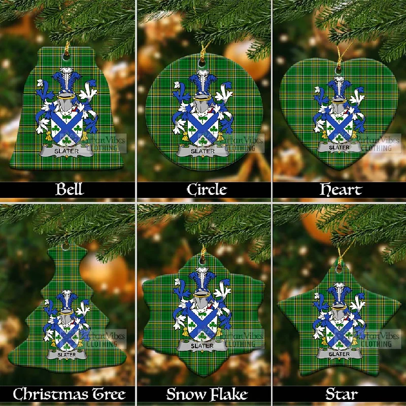 Slater Irish Clan Tartan Christmas Ceramic Ornament with Coat of Arms Herringbone Houndstooth Plaid Slater Irish Clan Tartan Christmas Ceramic Ornament with Coat of Arms Herringbone Houndstooth Plaid