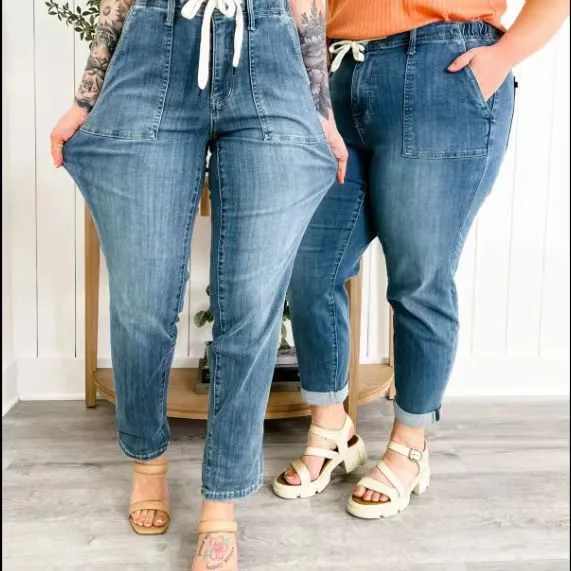 Oversized Straight Trousers Women's Drawstring Jeans Fashion Pants Trousers Summer Linen Oversized Straight Trousers Women's Drawstring Jeans Fashion Pants Trousers Summer Linen