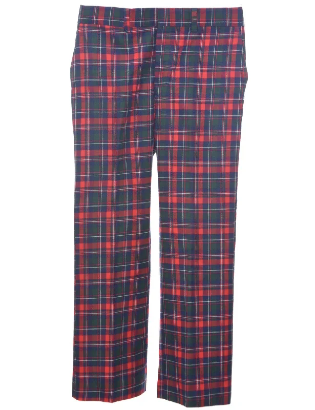 Checked Pattern Trousers - W35 L31 Trousers sophisticated sleek