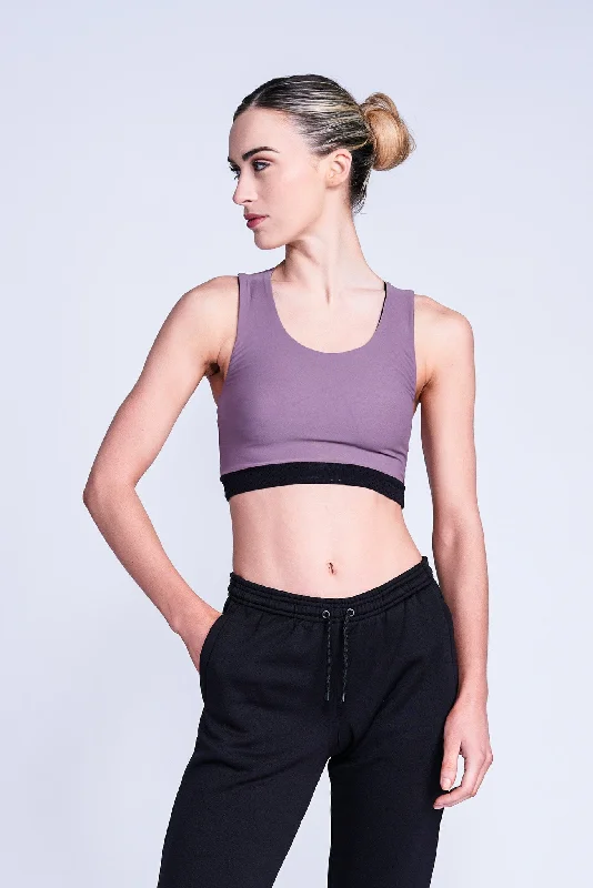 Fierce X Crop Top in Mink Nylon Fabric Polyester Fabric Spandex Fabric