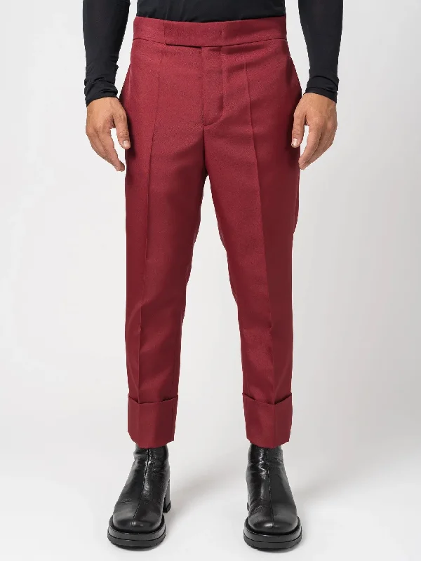 Natté Filo Doppio Bordeaux Trousers Trousers Gym Athletic