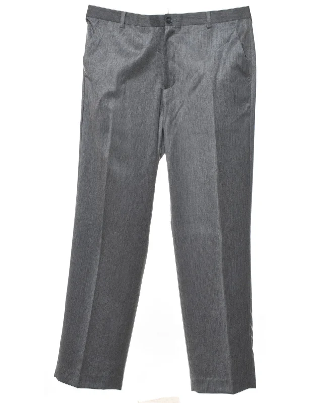 Calvin Klein Light Grey Straight-Fit Trousers - W36 L32 Trousers Sale Discount
