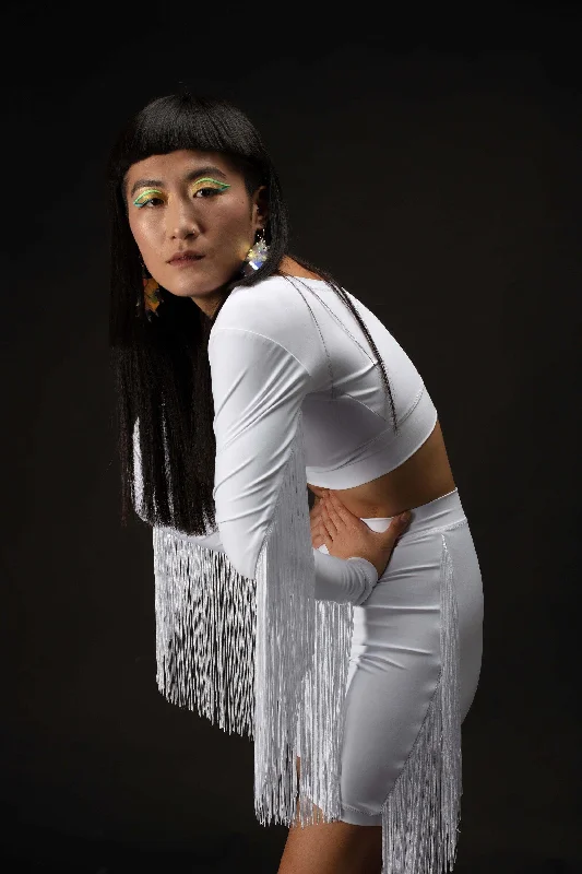 Fringes Crop Top "T TOP" Lettau Art Fashion Ribbed Crop Top High Neck Heavyweight