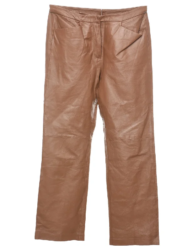 Chadwick's Brown Faux Leather Trousers - W30 L28 Trousers Tapered Slim Fit