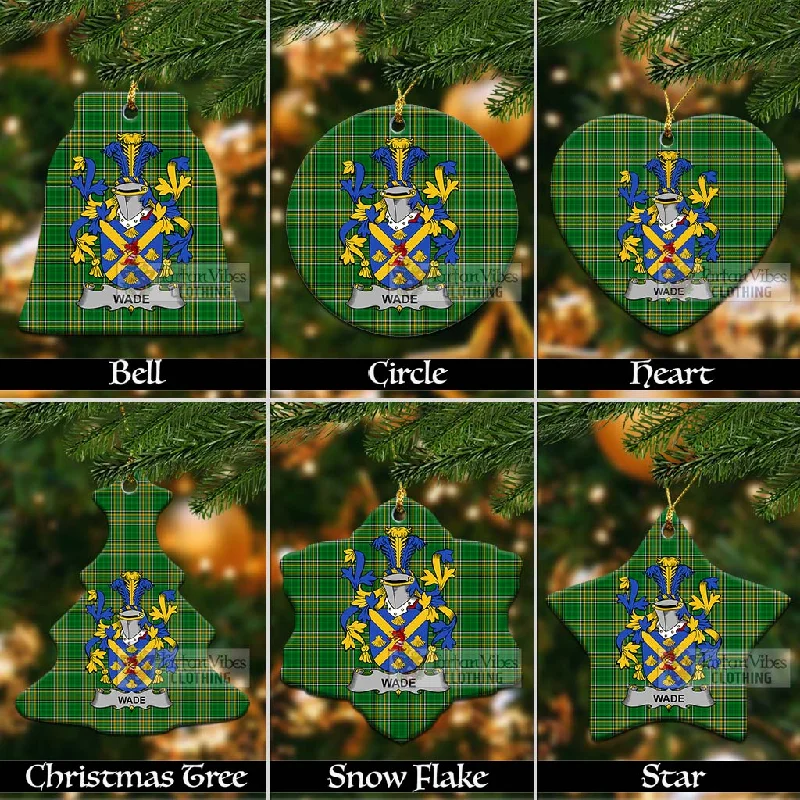 Wade Irish Clan Tartan Christmas Ceramic Ornament with Coat of Arms Bomber Denim Leather Wade Irish Clan Tartan Christmas Ceramic Ornament with Coat of Arms Bomber Denim Leather