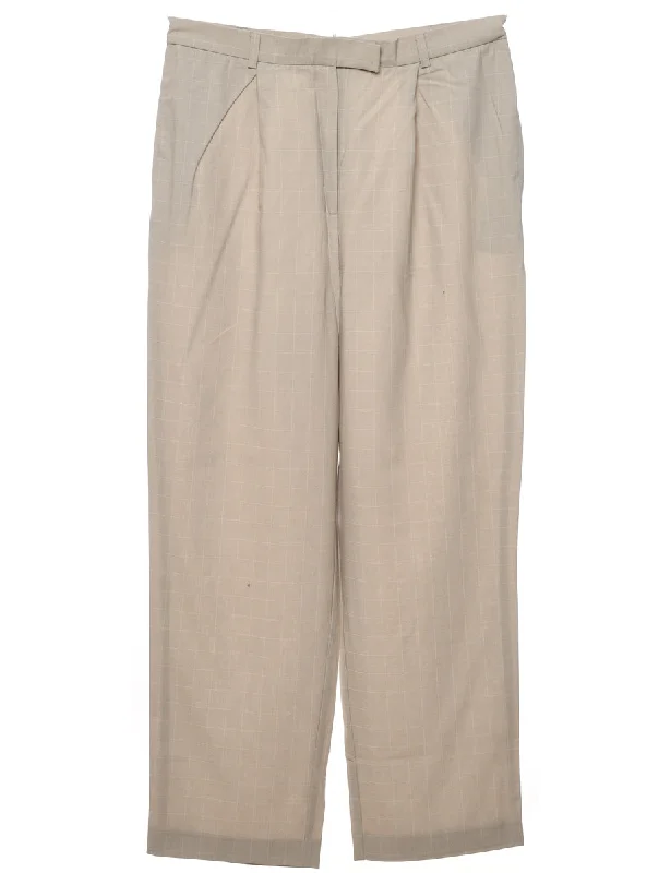 Checked Beige & White Casual Trousers - W31 L28 Trousers Leather Faux